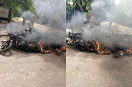 Collage photo of torched motorcycles in Kisumu.